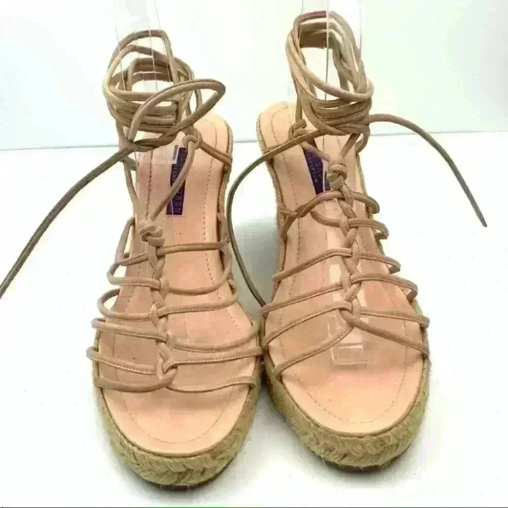 Ralph Lauren Purple Collection sandals 8.5 pink Italian leather Espadrilles
